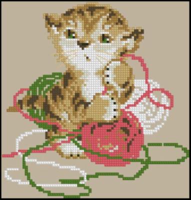 Котенок с клубком для вышивки крестом Котенок с клубком для вышивки крестом