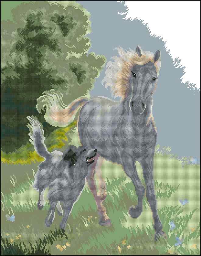 кто быстрее? - схема вышивки крестом скачать бесплатно